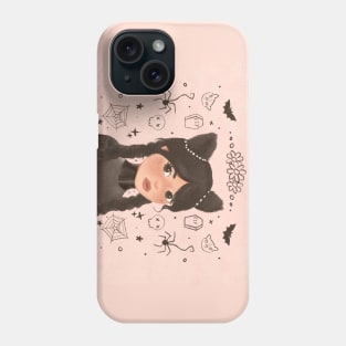Wednesday addams in black cat costumes for Poe cup Netflix Jenna Ortega Phone Case
