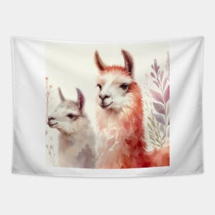 Watercolor Llama Alpaca Art Tapestry