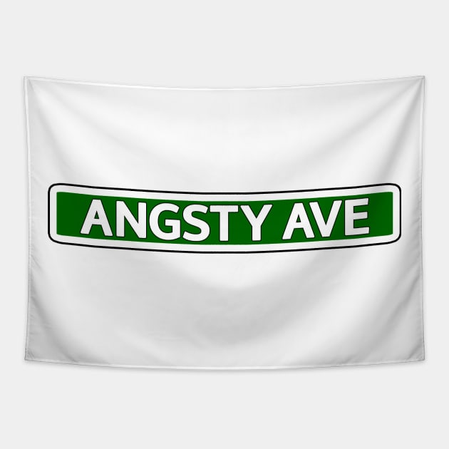 Angsty Ave Street Sign Tapestry by Mookle