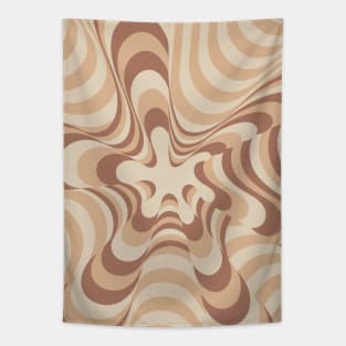 Abstract Groovy Retro Liquid Swirl in Brown Tapestry