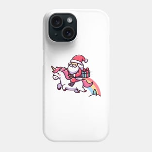 cute Santa ride Unicorn Phone Case