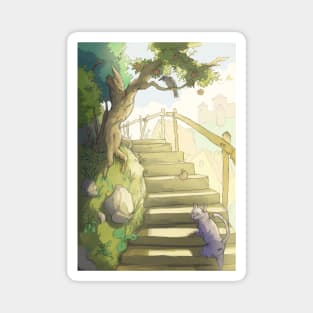 Cat on a steps Magnet