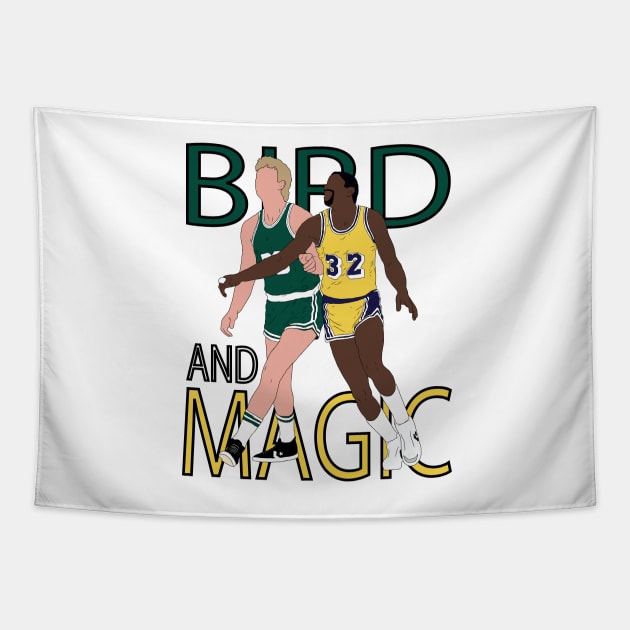 Larry Bird And Magic Johnson Tapestry by rattraptees