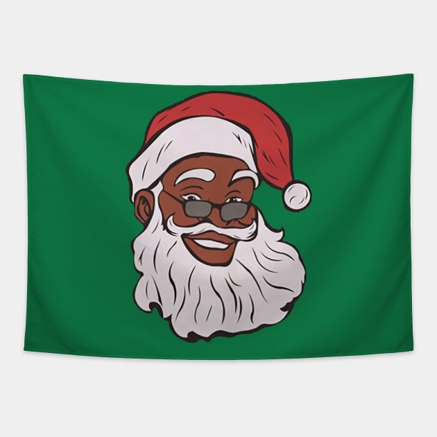 Black African American Santa Xmas Tapestry by Distefano