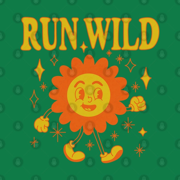 Run Wild Retro Flower Adorable Cartoon by Trippycollage