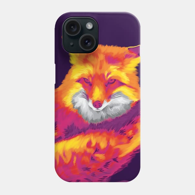 Vivid Sunset Fox Phone Case by polliadesign