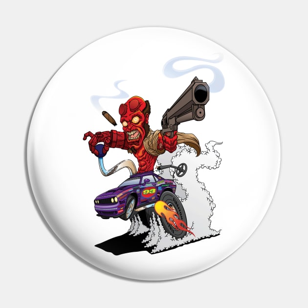 Low Brow Hellboy Pin by FunkeeMunkee