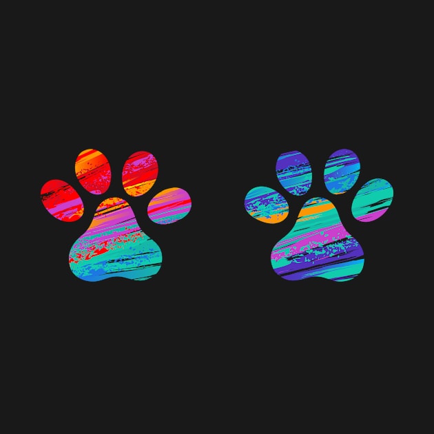 Two Cats Colorful Paws by Blackmoon9