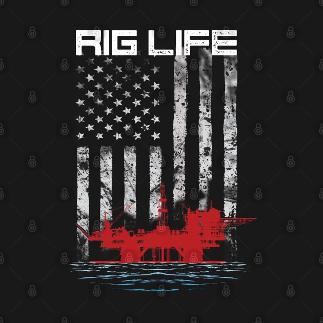 Roughneck Oil Rig American Flag by USProudness