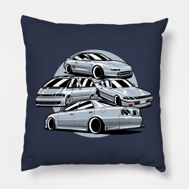 Silver JDM compilation Pillow by KaroCars