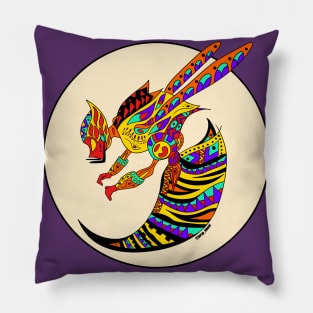 safari killer bee in ecopop pattern mandala Pillow