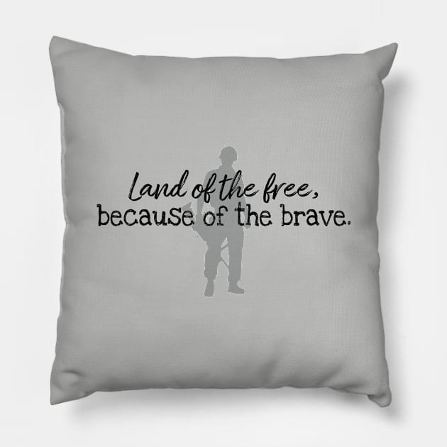 Patriotic USA Land of the Free BECAUSE of the Brave Pillow by Dibble Dabble Designs