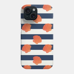 Orange clams and navy stripes pattern Phone Case