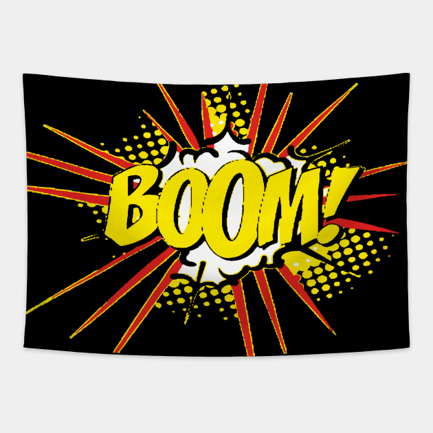 Modern "BOOM" Onomatopoeia Design Tapestry by ArtMofid