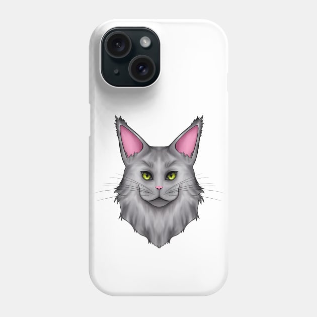 Gray Mainecoon Cat Phone Case by Cat Club