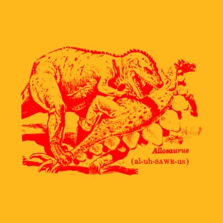Allosaurus Eating in Red T-Shirt