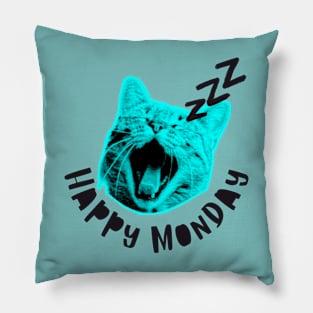 Happy Monday Sleepy Cat Pillow