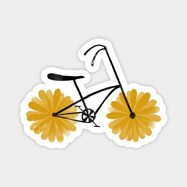 Flowered Power Bicycle Yellow Daisy Magnet by Anda