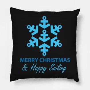 Merry Christmas & Happy Sailing (Anchor Snowflake) Pillow