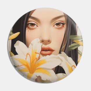 Girl with Beautiful Flower Pin