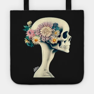 Skull with floral crown Tote