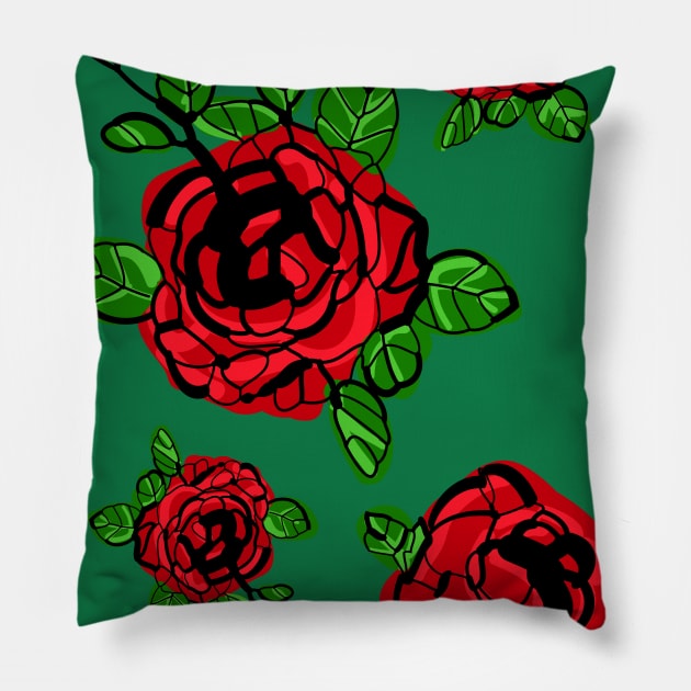 June Birth month flower  red rose Pillow by CindyS