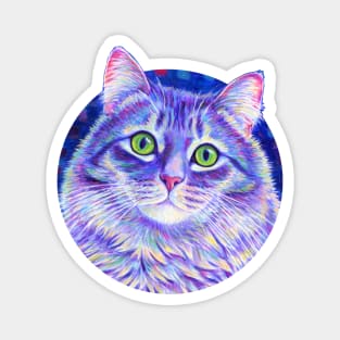 Purple Fluffy Tabby Cat Magnet