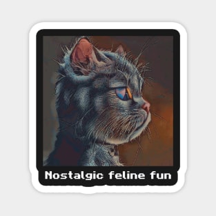 nostalgic feline fun pixelart Magnet