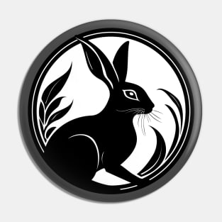 Black Wild Rabbit in the Moon Simple Nature Art Pin