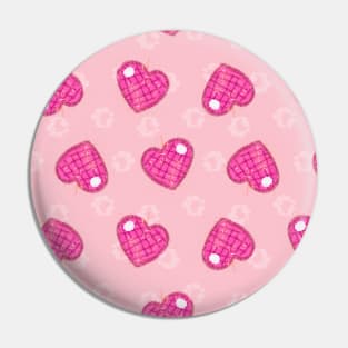 Pink hearts pattern Pin