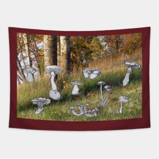 Mushrooms in Forest Glade Tapestry