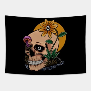 Smilling skull sunny days Tapestry