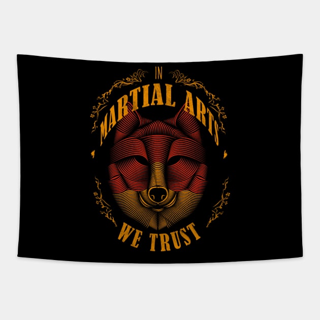 In Martial Arts we trust: MMA fighter Tapestry by OutfittersAve