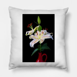 Tiger Lilies In Red Pitcher Pillow