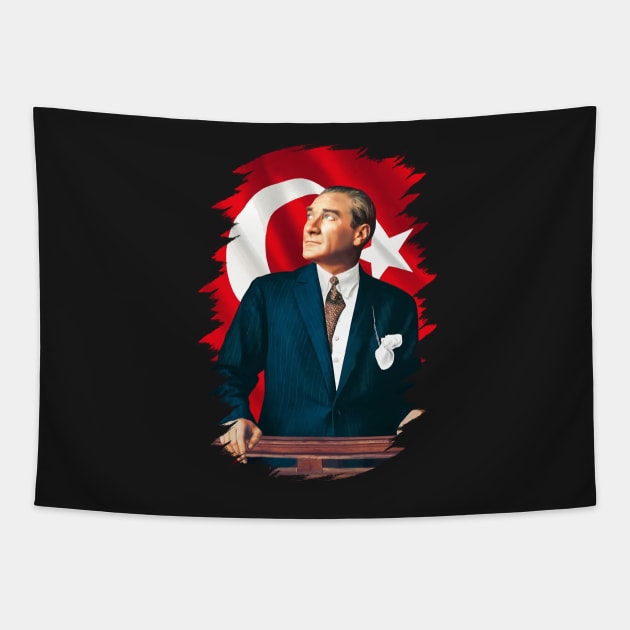 Mustafa Kemal Ataturk Tapestry by Tuwegl