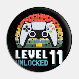 Level 11 Unlocked Vintage Retro Gaming Pin