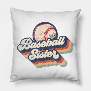 Retro Baseball Sister Mother's Day Pillow