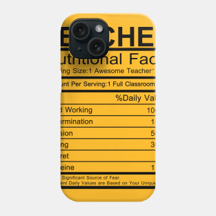 Teacher Nutritional facts Phone Case