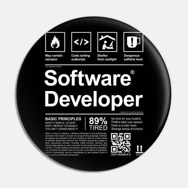 SOFTWARE DEVELOPER LABEL Pin by officegeekshop