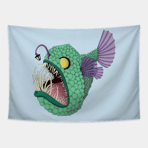 Deep Sea Angler Tapestry by agrapedesign