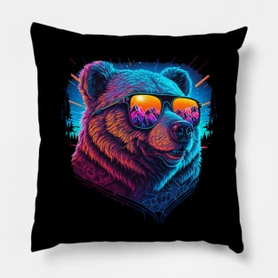 Retrowave Bear Pillow