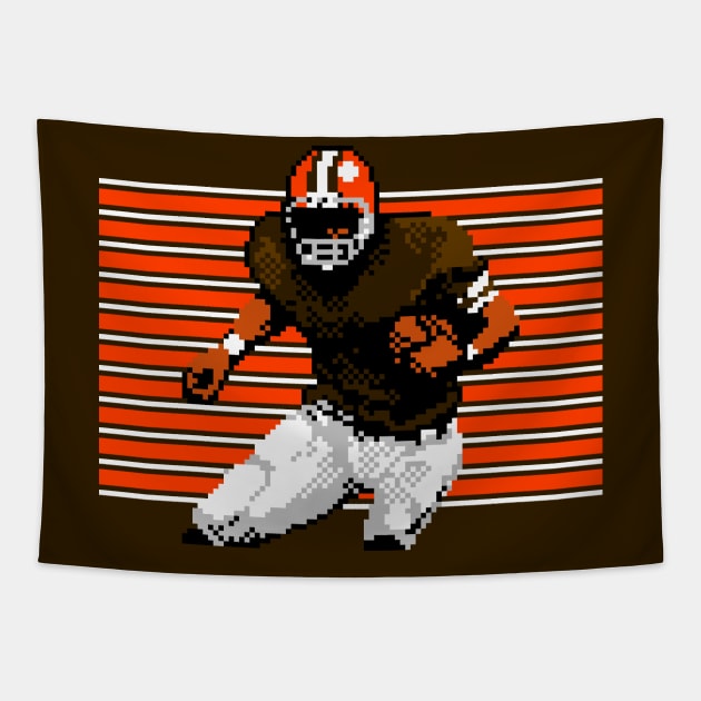 Cleveland Pixel Running Back Tapestry by The Pixel League