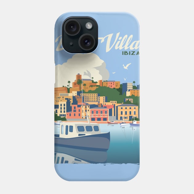 Dalt Villa Ibiza Spain Retro Vintage Travel Poster  Apparel Phone Case by Terrybogard97