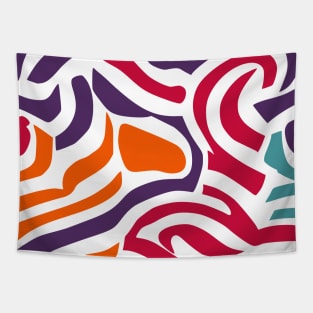 Red Orange Blue Teal Abstract Art Tapestry