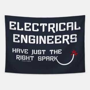 Electrical Engineering Right Spark White Text Tapestry