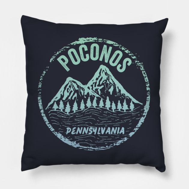 Poconos Mountains Pennsylvania Vacation Souvenir Hiking Pillow by Pine Hill Goods