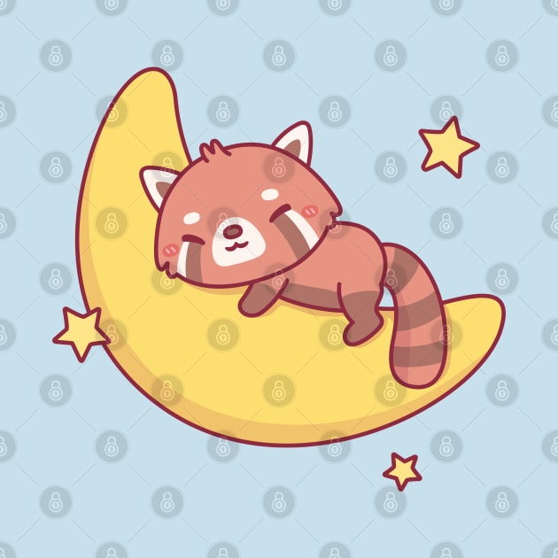 Cute Red Panda Sleeping On The Moon by rustydoodle