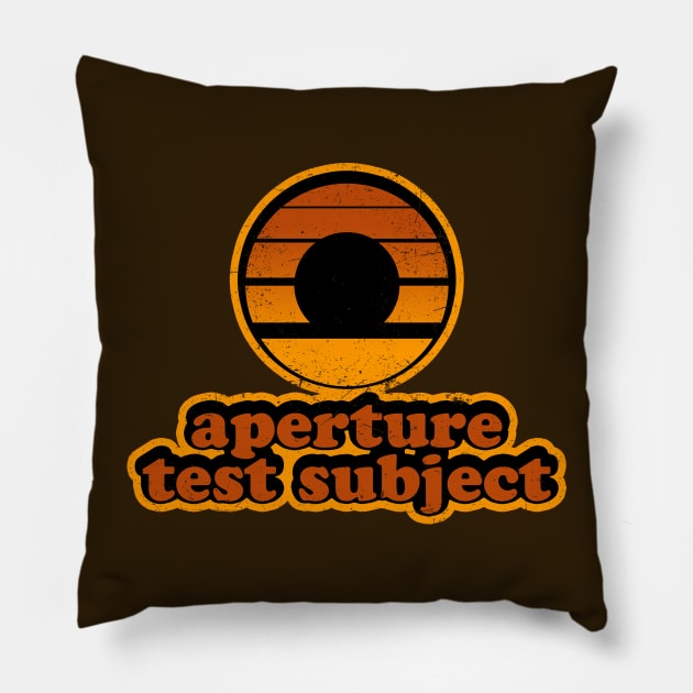 70s Aperture Test Subject Pillow by R-evolution_GFX