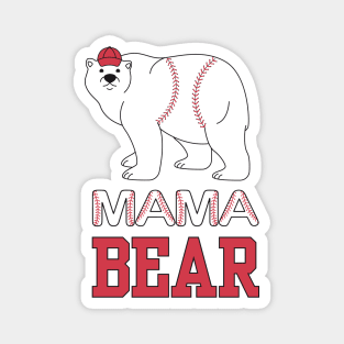 Mama Bear, White Bear, Baseball Mom Magnet