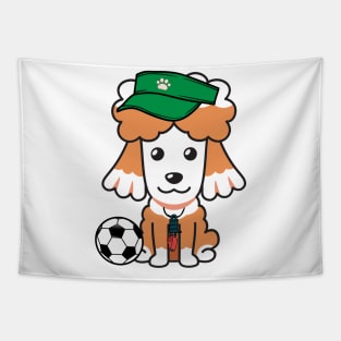 Poodle Playing Soccer Tapestry